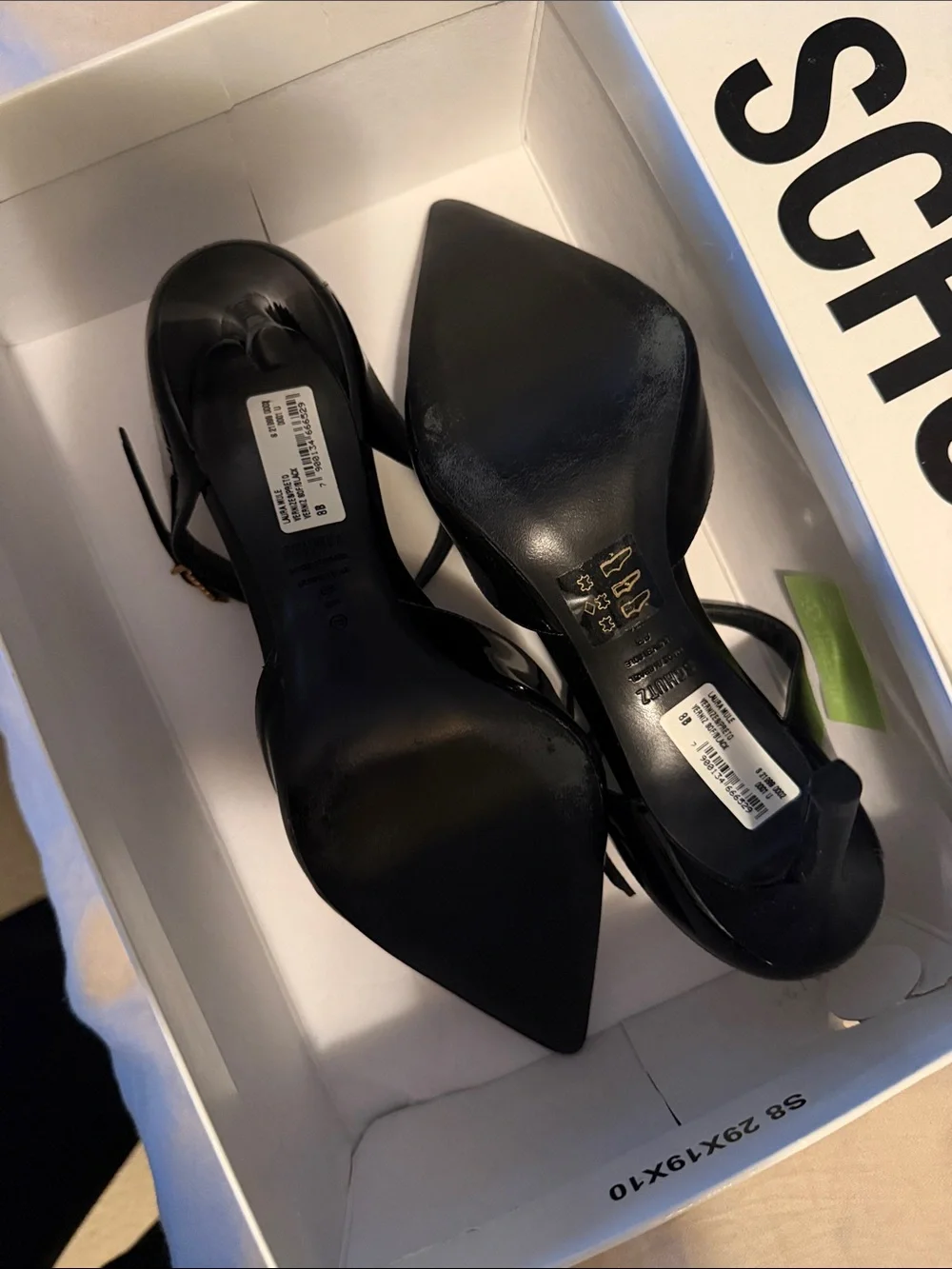SCHUTZ Black Patent Pointed Stiletto Heels